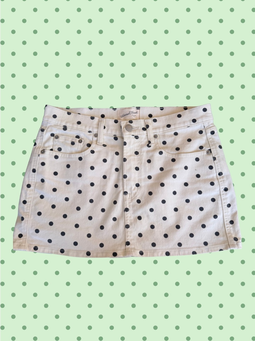 Universal Thread Polka Dot Denim Mini Skirt White Black